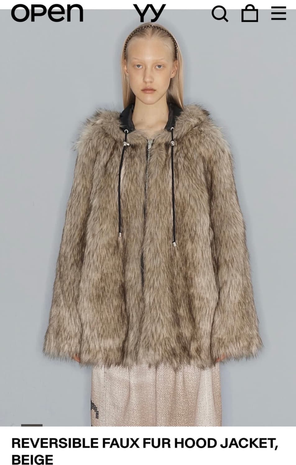 오픈 yy 퍼 후드집업 자켓 오픈와이와이 상품이미지2