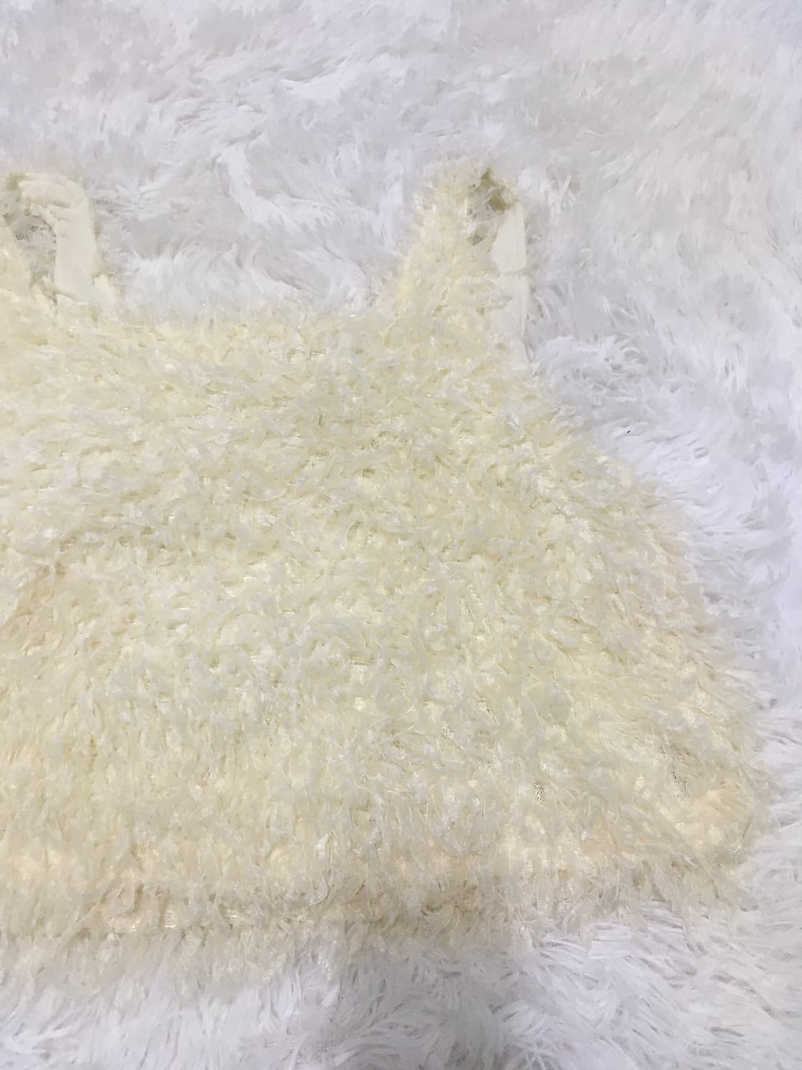 빈티지 아이보리 퍼 크롭 나시 y2k 스트릿 갸루 펑키 일본빈티지731  상품이미지3