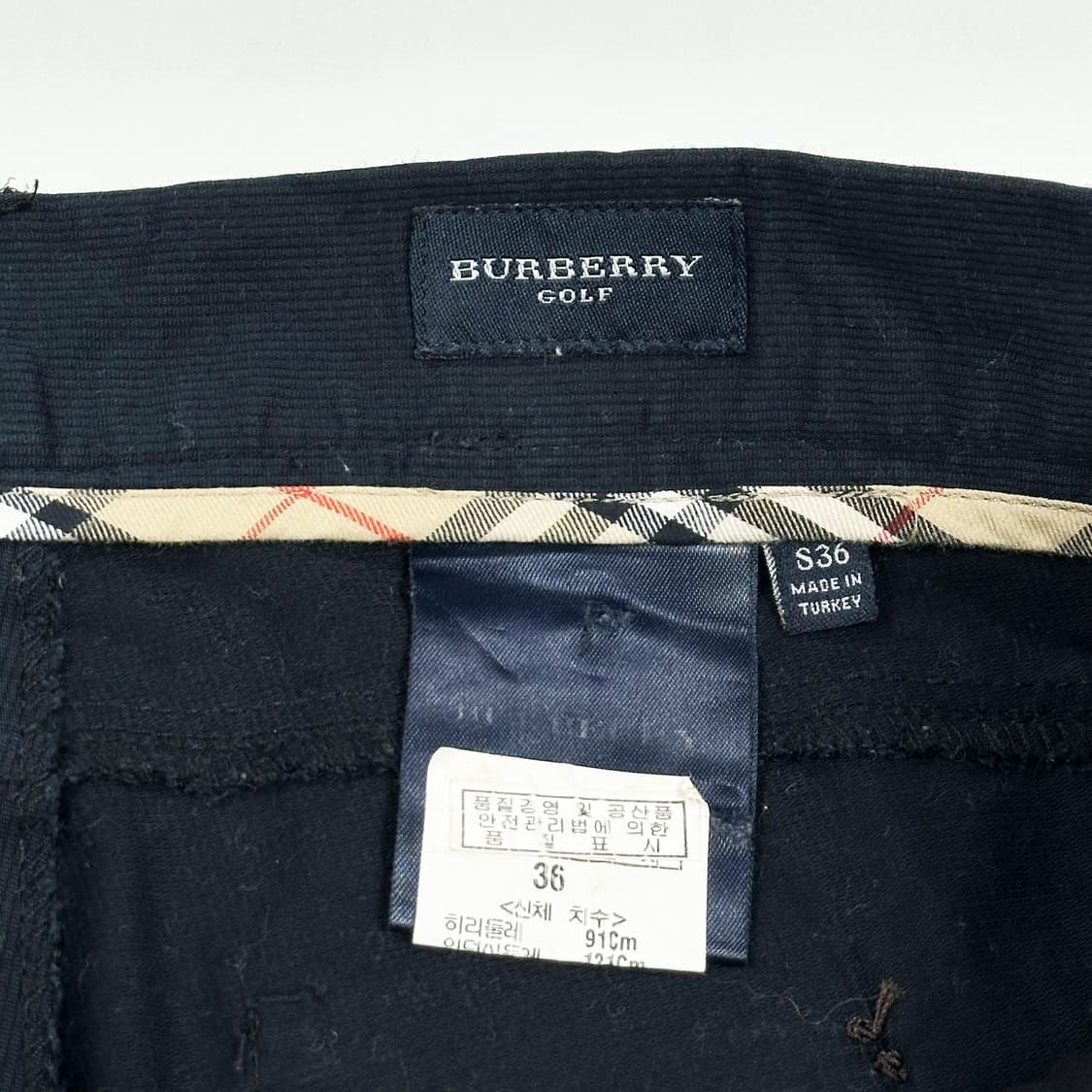 34 버버리 골프 자수로고 와이드 코튼 치노팬츠 블랙 상품이미지6