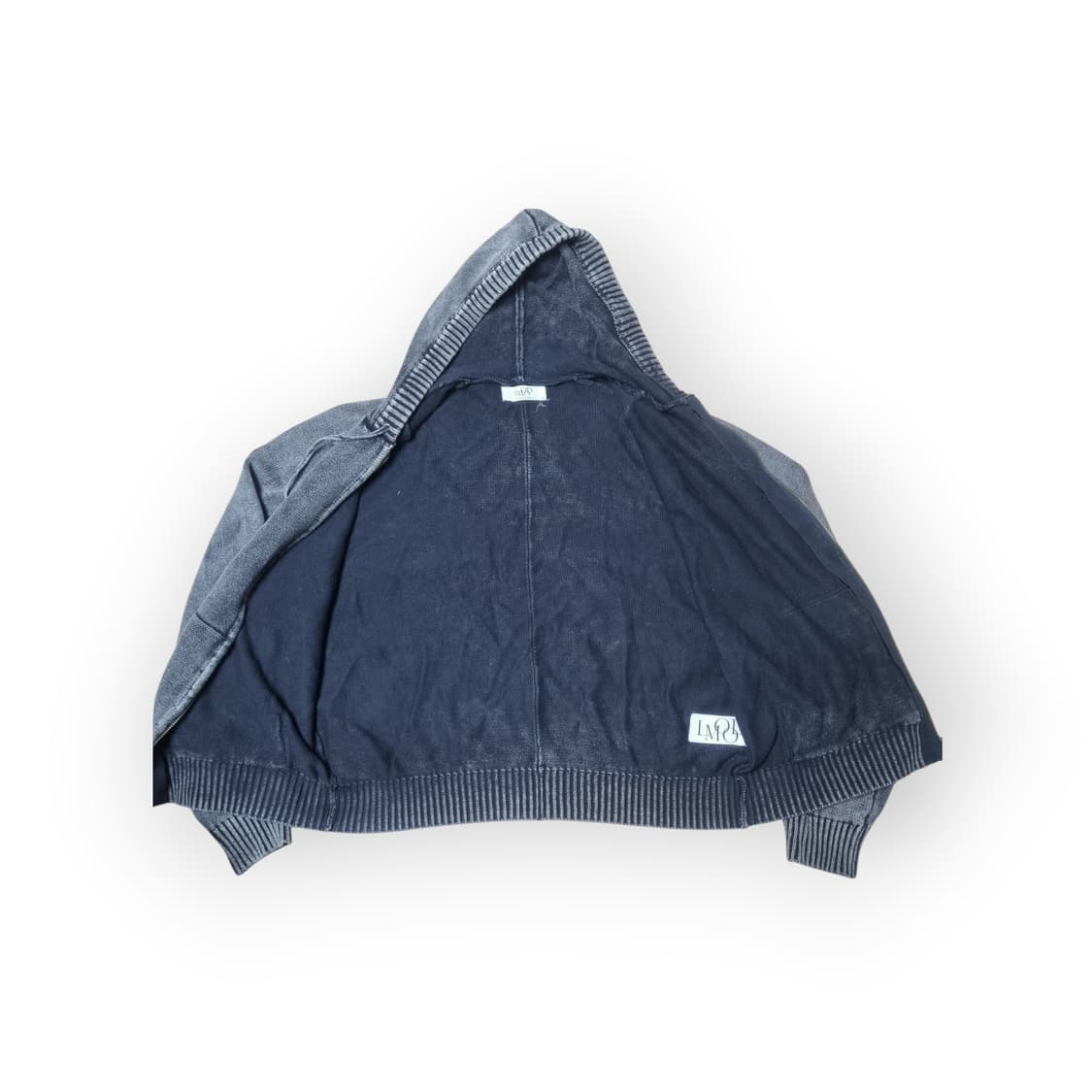 엘무드 피스 다이드 후디 니트 집업 - 스테인 차콜 상품이미지3