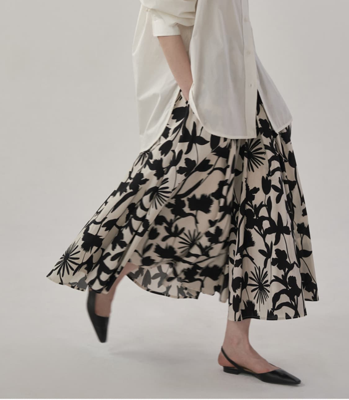 모멧 MOMET 플라워 볼륨 롱 스커트 big pattern 상품이미지1