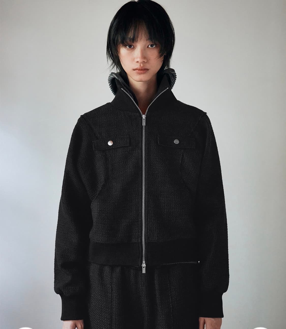 오아이오아이 클래식 트위드 집업 [BLACK] 상품이미지4