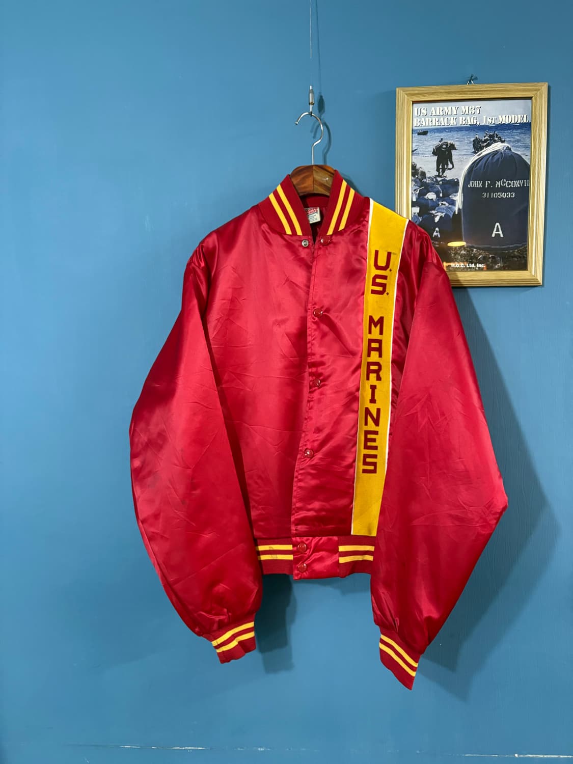 80-90‘s USMC Soffee varsity Jacket. 상품이미지1