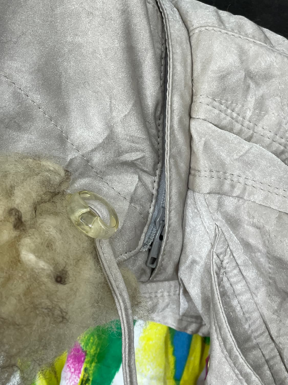 일본빈티지 울프죠 퍼 후드 자켓 크롭 패딩 L 상품이미지7