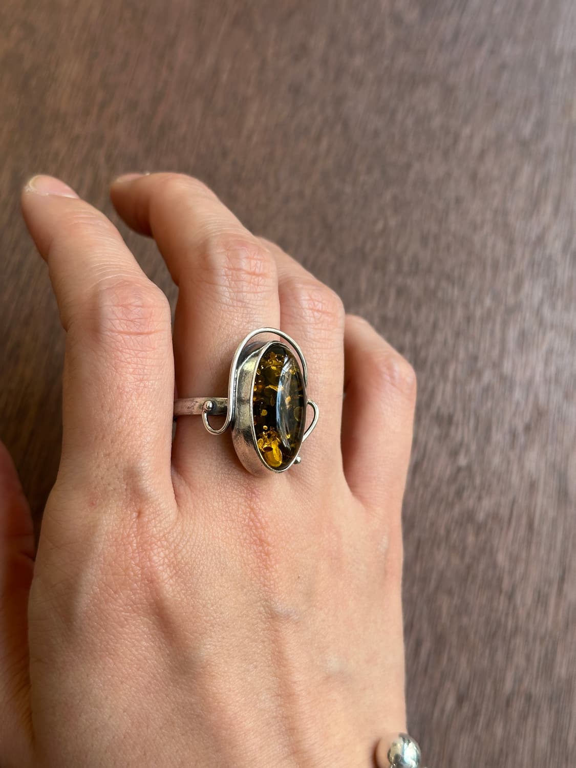 Vintage Amber 925Silver Ring 상품이미지3