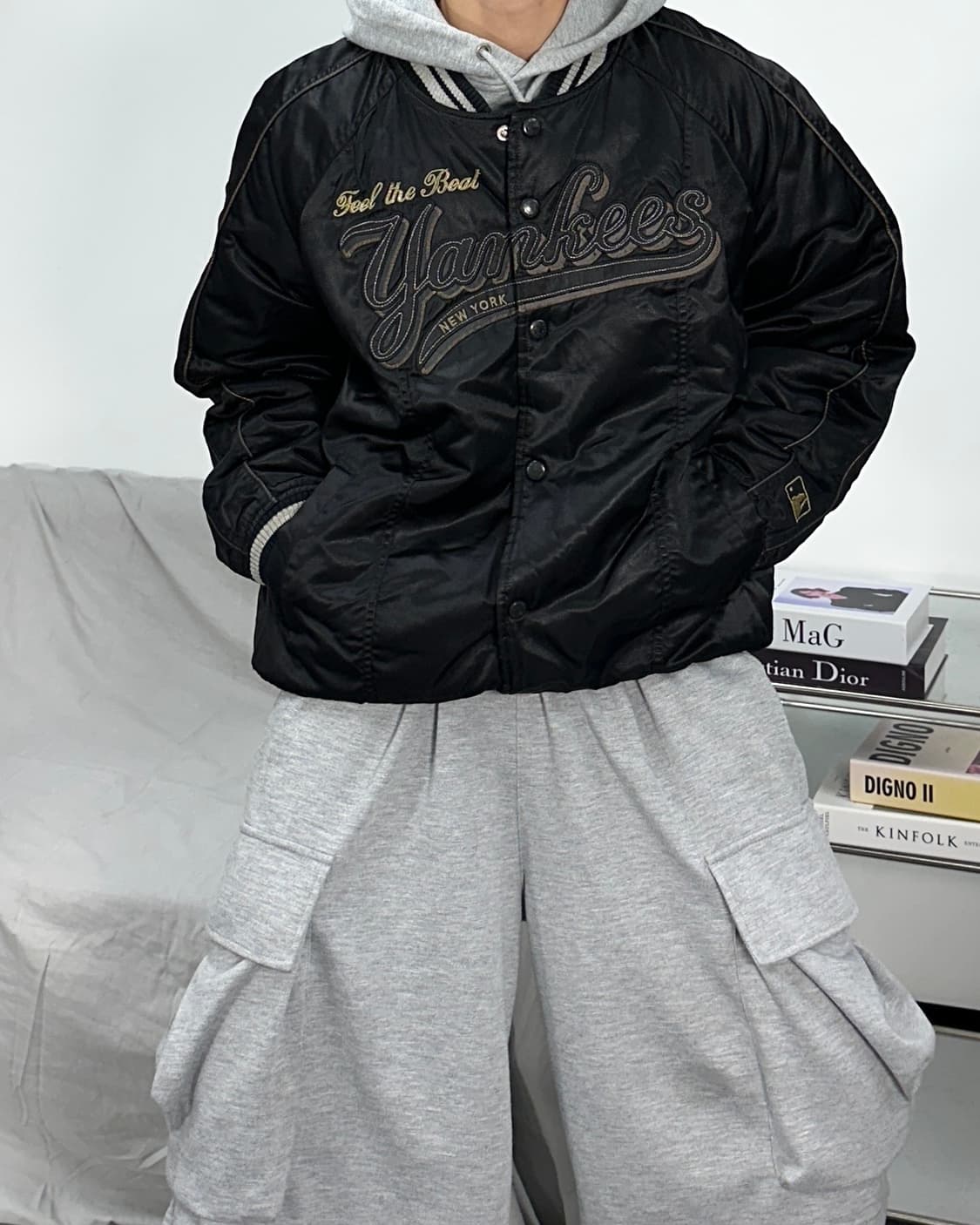 MLB 00s 뉴욕 양키스 빅로고 바시티 자켓 100 상품이미지2