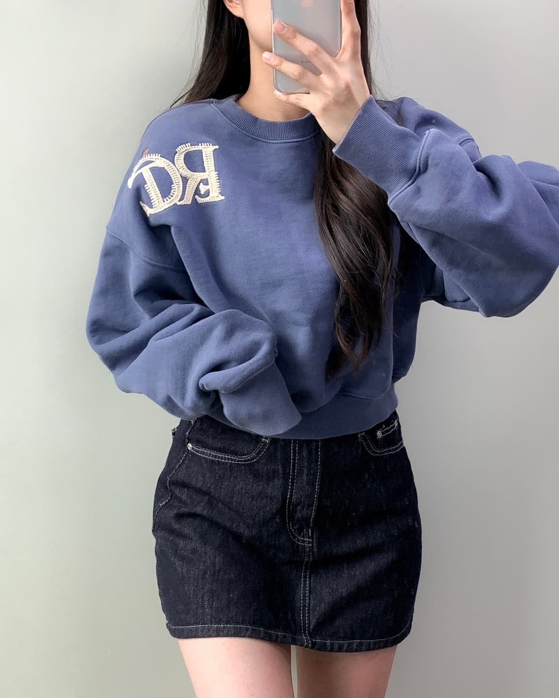 렉토 크롭 맨투맨 상품이미지2