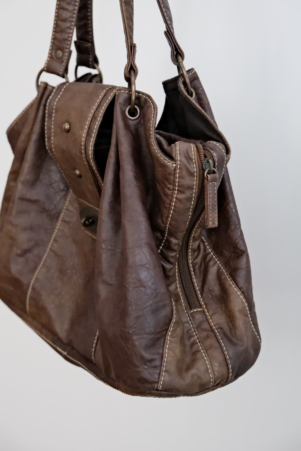 JPN 브라운 빈티지 레더백 상품이미지5