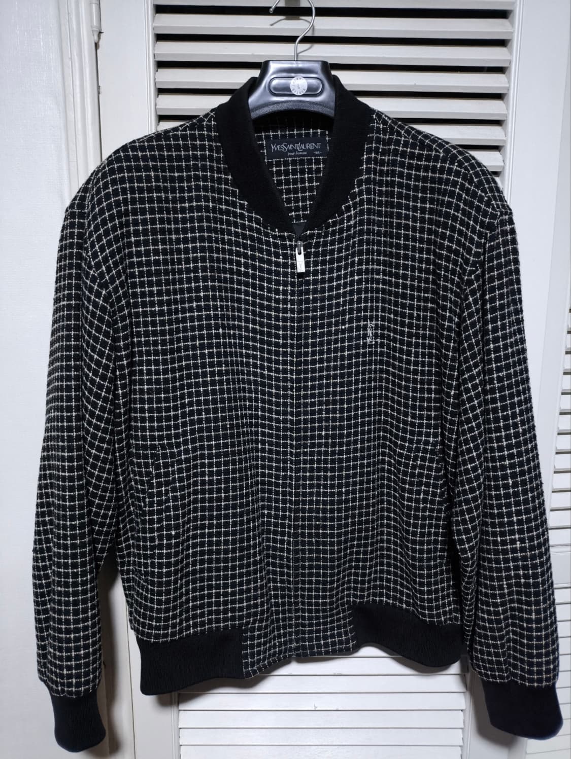 105 입생로랑 오버핏 체크 트위드 블루종 자켓 상품이미지1