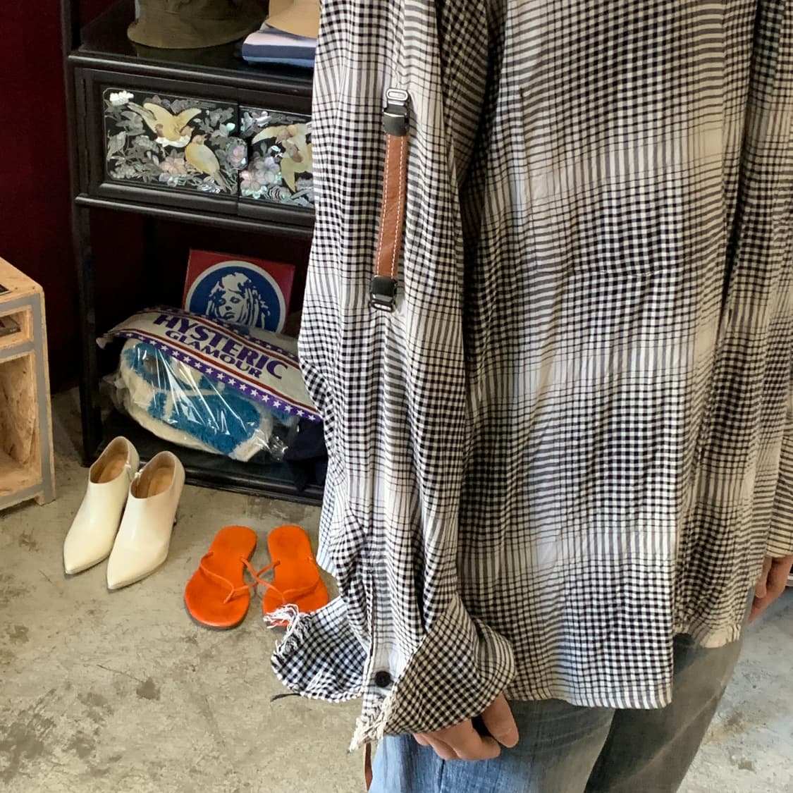 SUNSEA (선씨) 데미지 체크 셔츠 상품이미지4