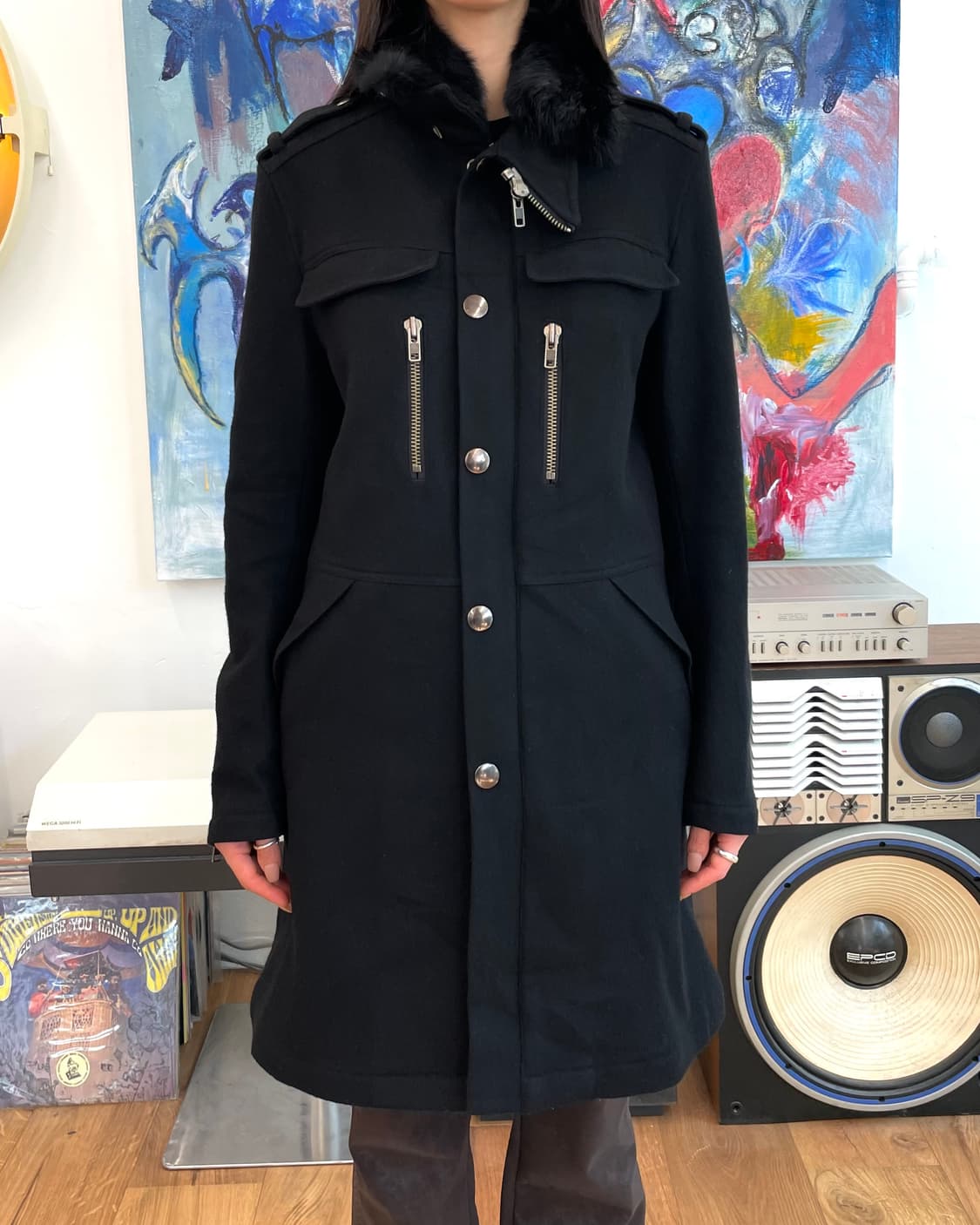 [M] 캐서린햄넷 퍼 트리밍 코트 상품이미지6