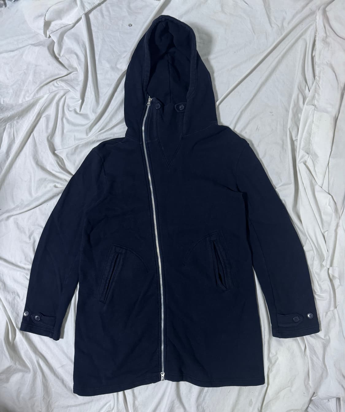 Cabane de zucca 스웻 롱 후드 비대칭 집업 자켓 상품이미지5