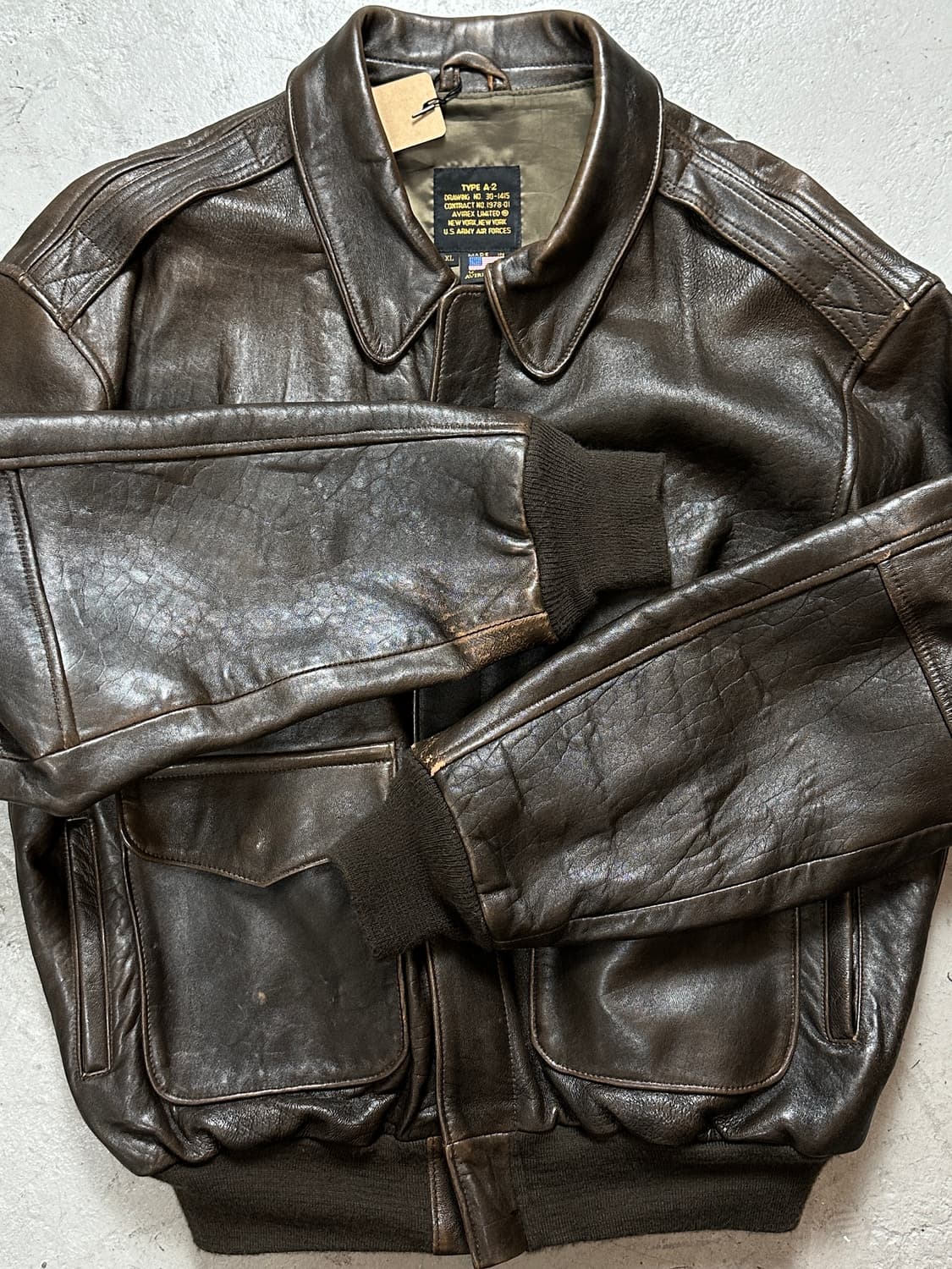 90's USA Made 빈티지 아비렉스 A2 레더 자켓 레더 봄버 상품이미지8