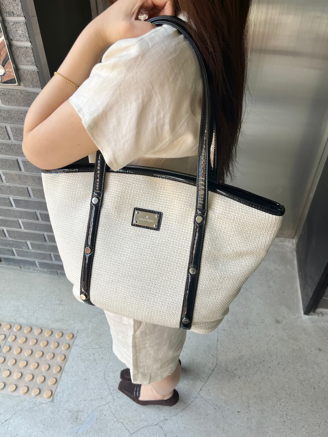 00s Courreges 꾸레쥬 라피아 숄더백 상품이미지1