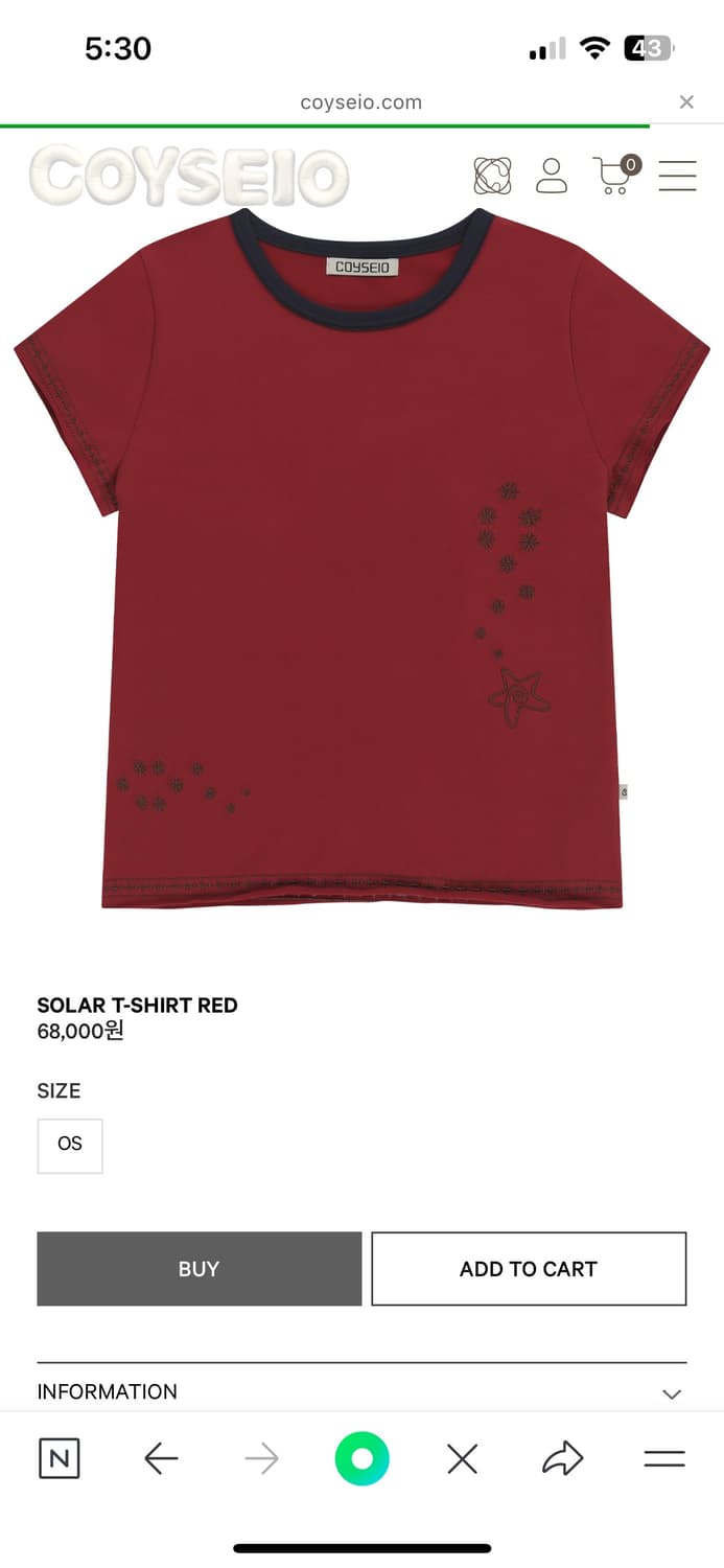 Coyseio_Solar T-shirt Red 상품이미지1