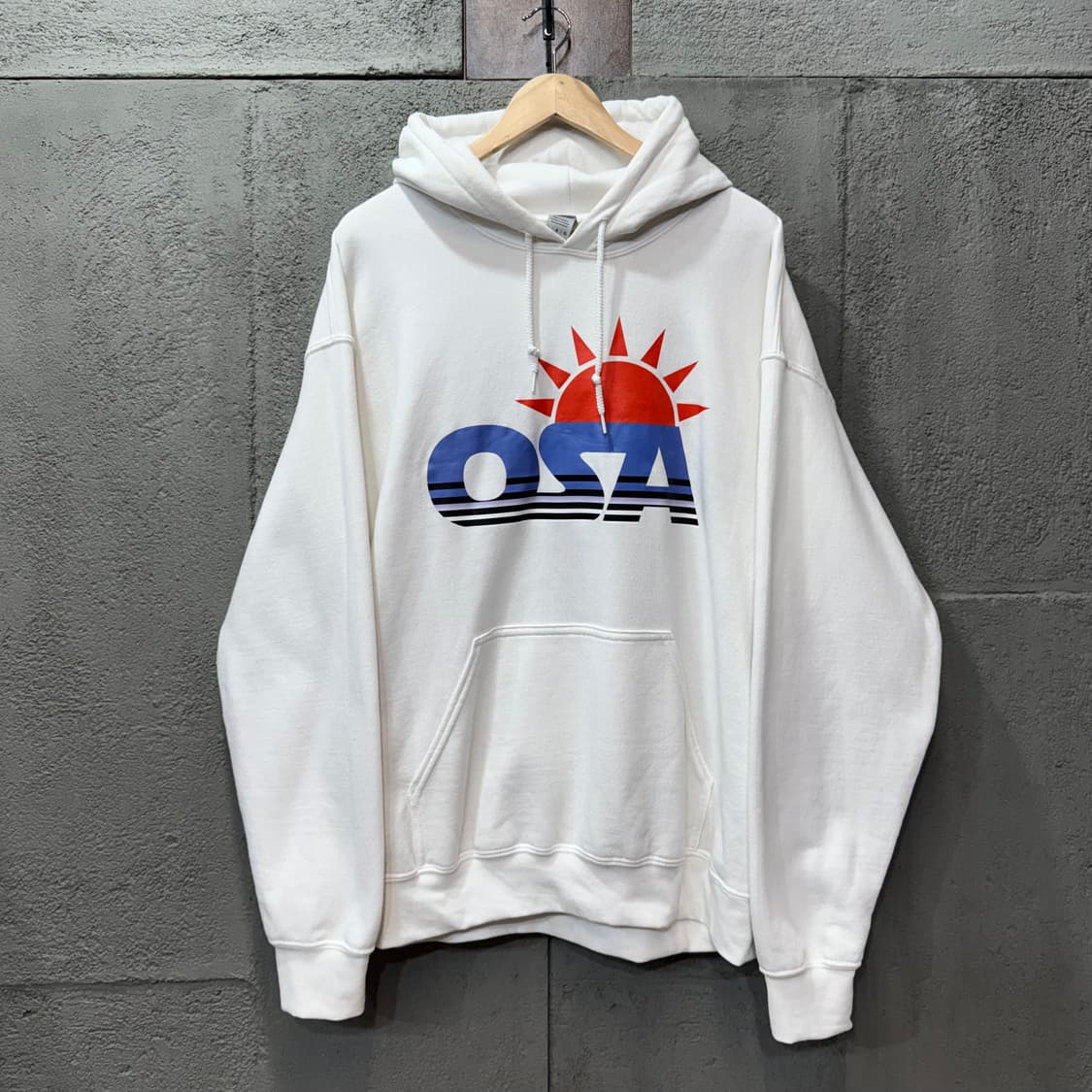 오사마리 크루 화이트 스웻 후드티 (XL)   상품이미지2