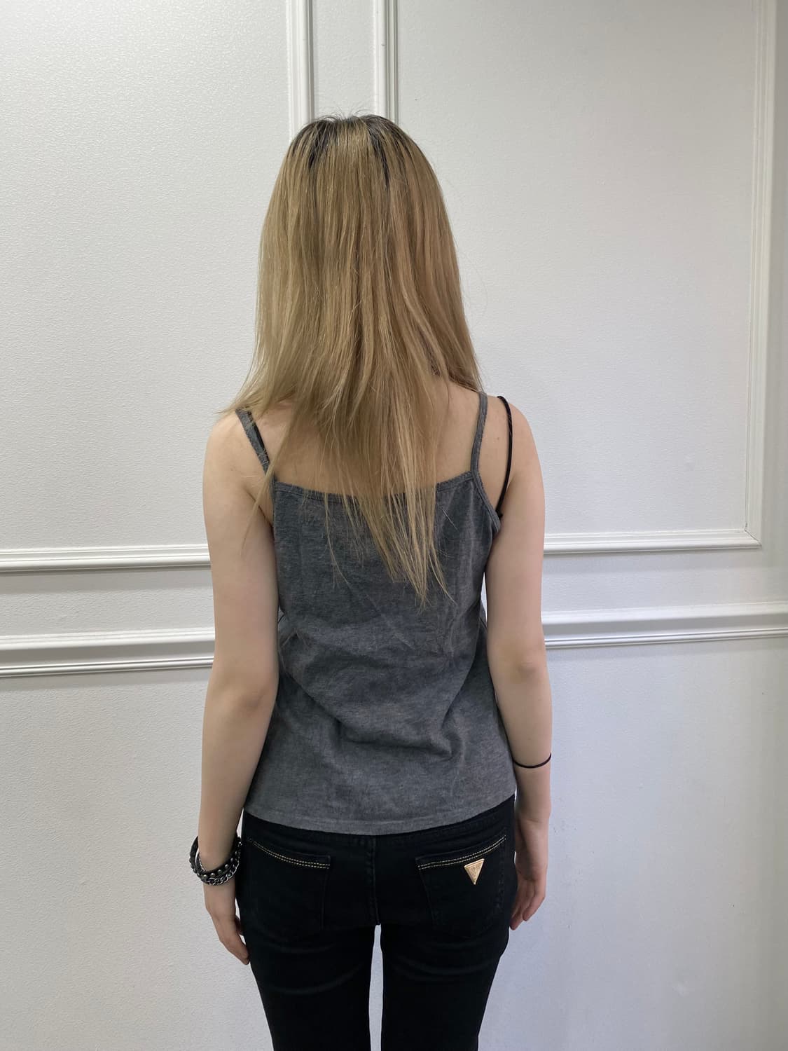 Y2K Lace&Flowers Pattern Grey Sleeveless 상품이미지2