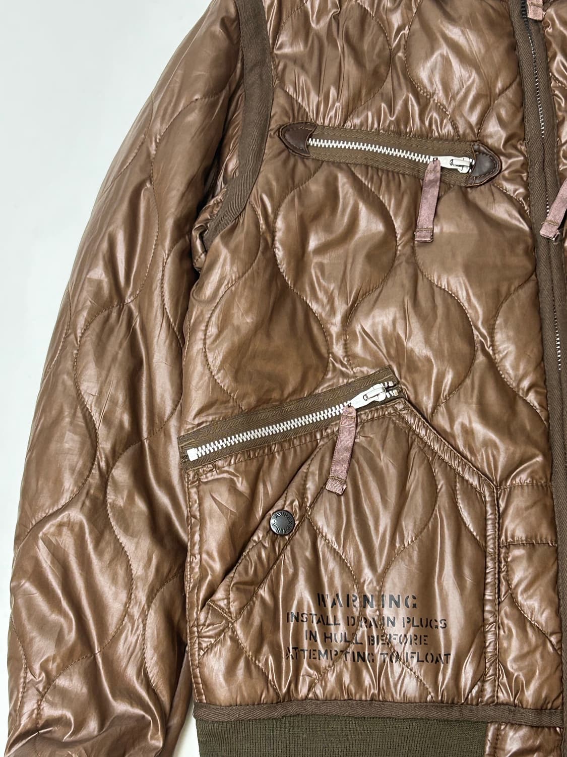 Avirex 아비렉스 브라운 퀄티드 밀리터리 쉐르파 자켓 상품이미지4