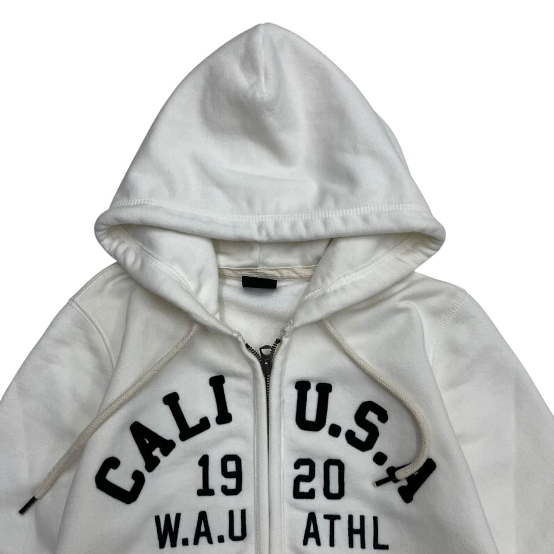 후아유 블랙 센터로고 화이트 후드집업 S 상품이미지4