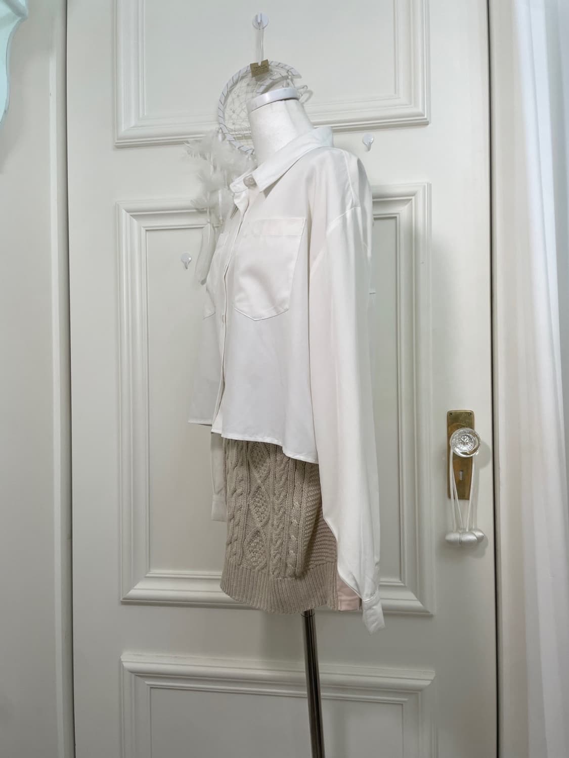 white basic pocket pleats over shirt 상품이미지2