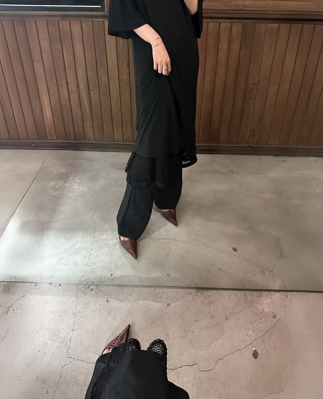 TOGA PULLA draped satin mesh dress 상품이미지4