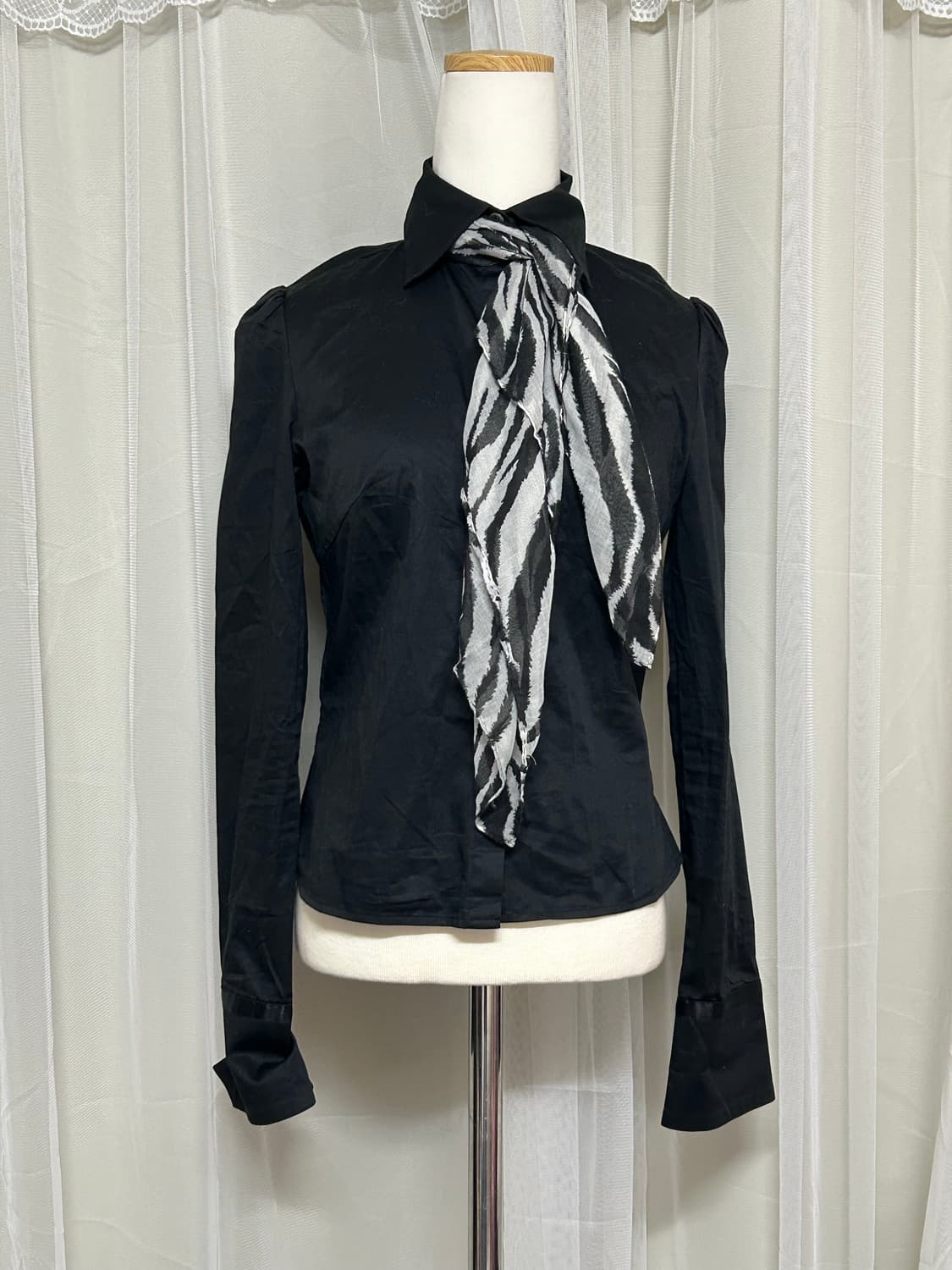 뒷트임 셔츠 리본블라우스 고스 고딕 갸루 긱시크 펑크 상품이미지2