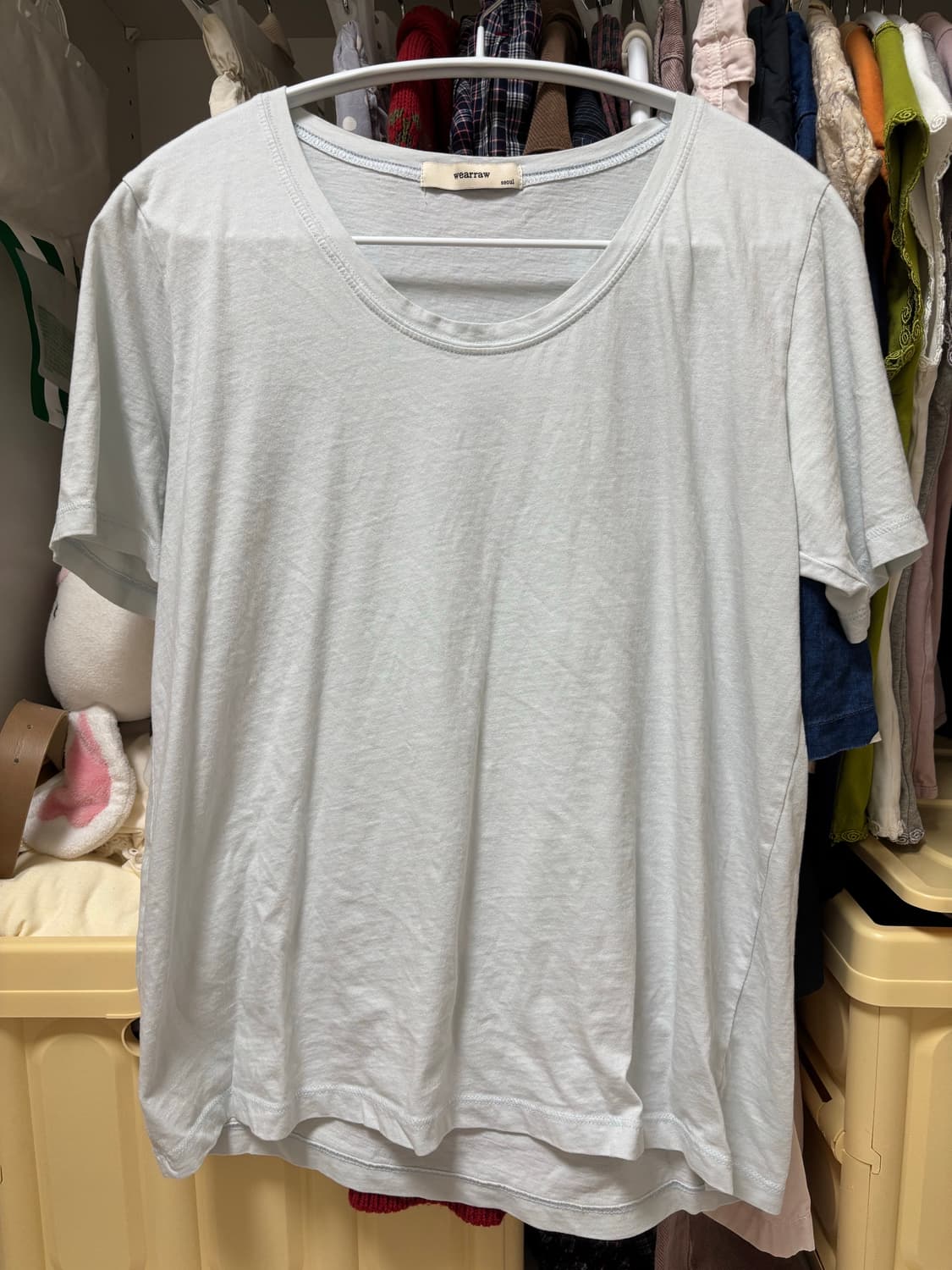 샵페어리 color deep neck half top sky blue 상품이미지1
