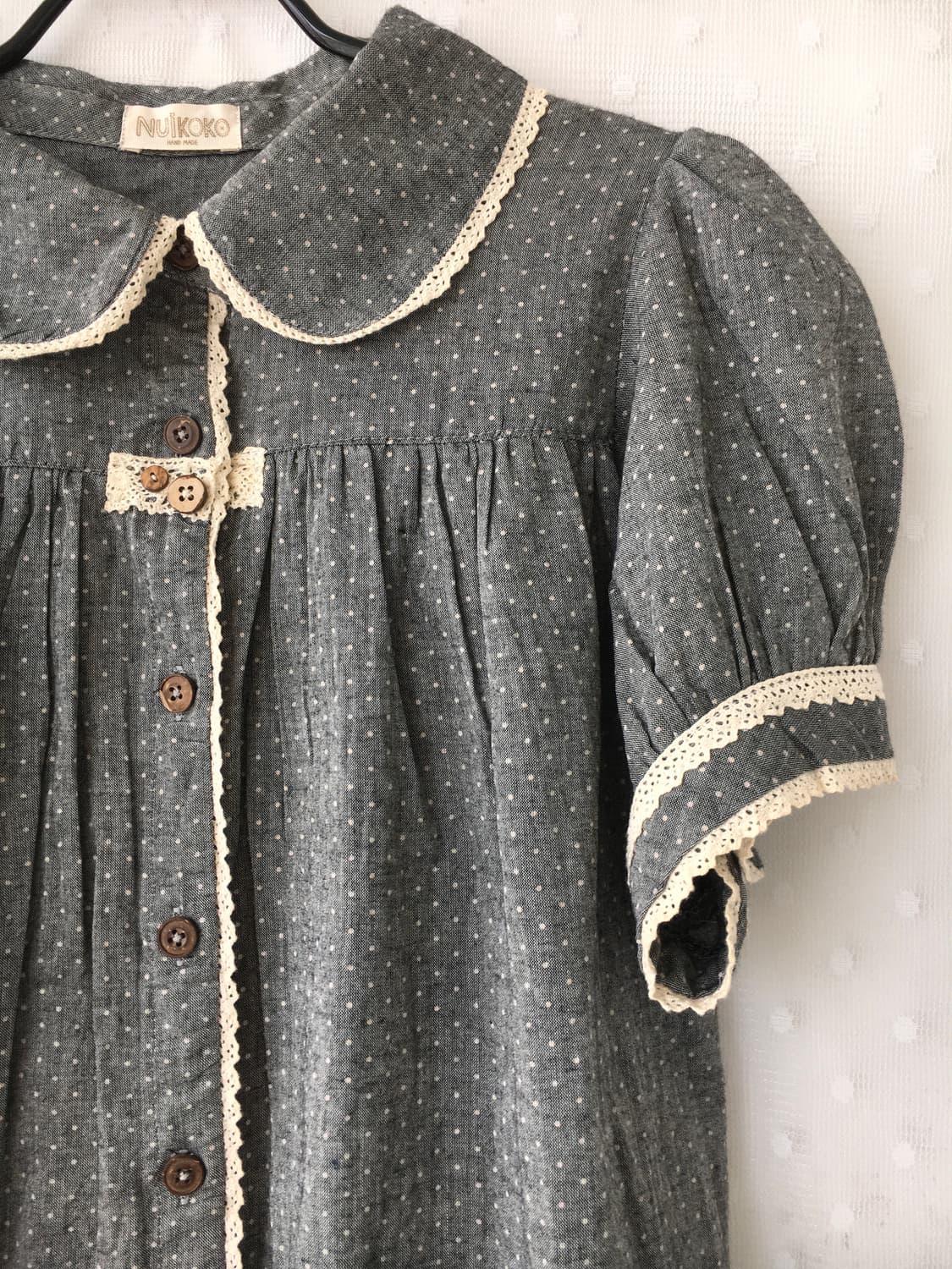 [Hand Made] 핸드메이드 도트 반팔 블라우스 모리걸 상품이미지5