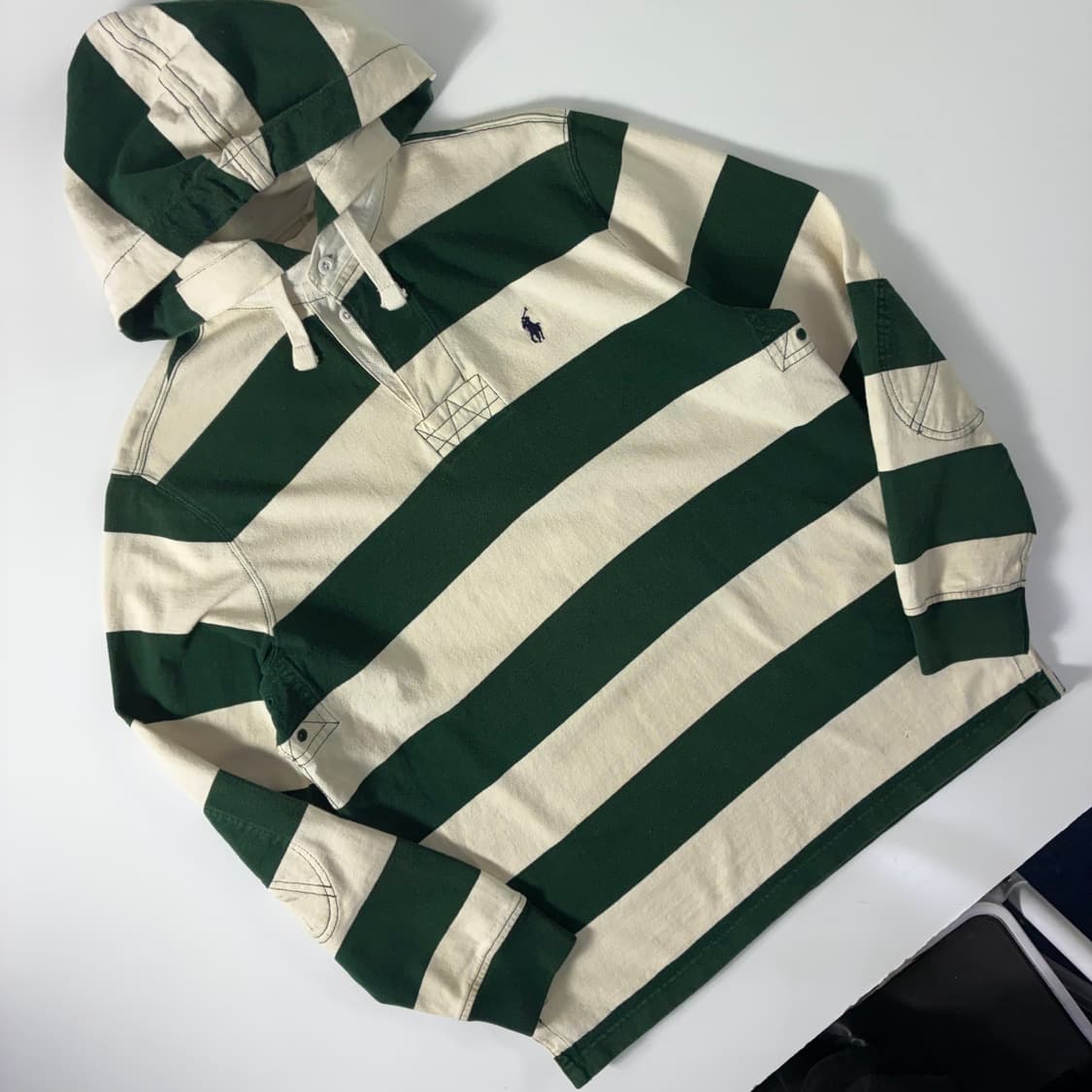 Polo 폴로 랄프로렌 그린 아이보릭 아이코닉 후드티 상품이미지2