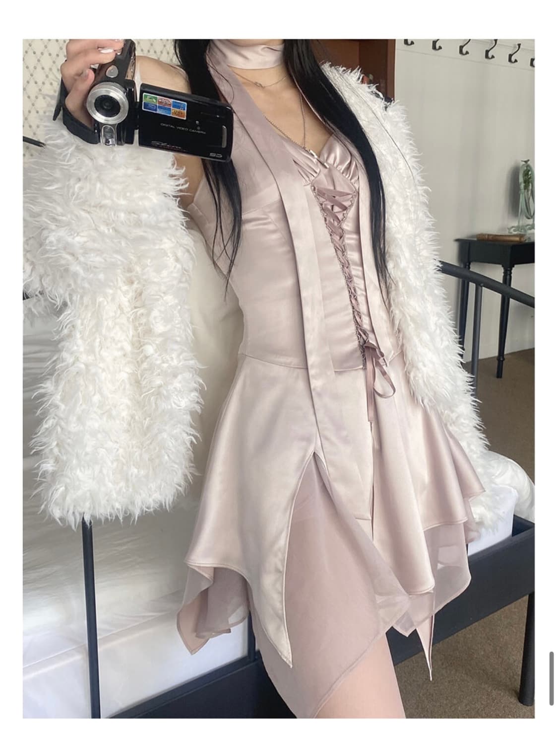 Angelnumber 555 : Satin laceup dress 상품이미지4