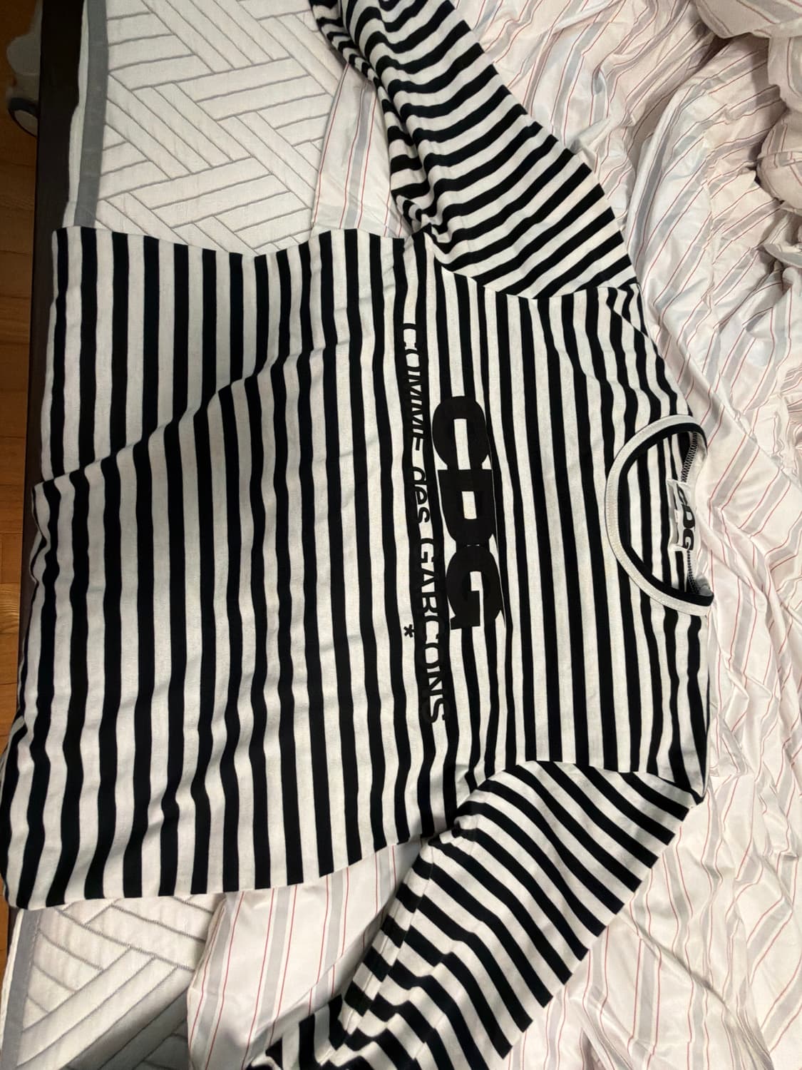 CDG 롱슬리브 티셔츠 블랙 스트라이프 블랙 상품이미지3