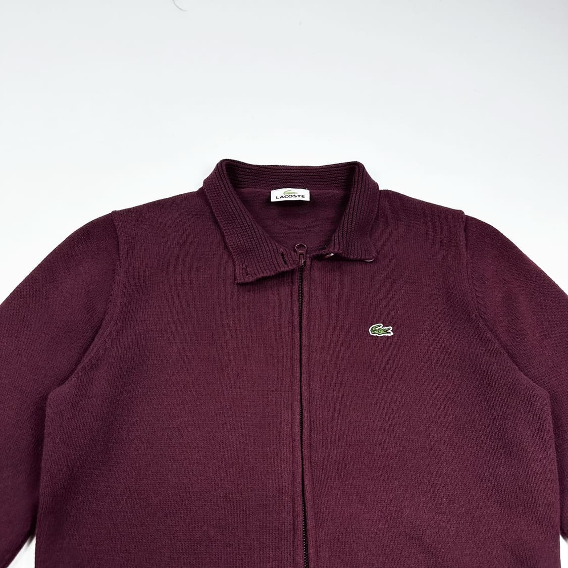 라코스테 재팬 빈티지 투웨이 니트 집업 버건디 여성S 상품이미지2
