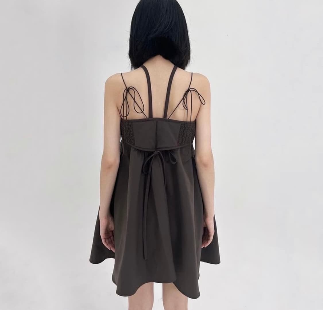 울리카 상투스 스모킹 2way드레스 스커트 브라운 상품이미지1