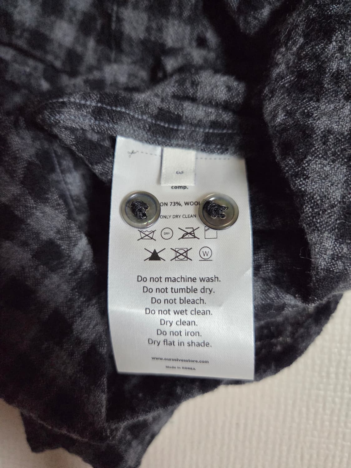 (3, 새상품) 아워셀브스 C/W 깅엄 체크 셔츠 차콜 상품이미지3