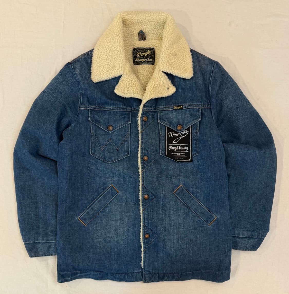 (일본100벌한정) 랭글러 롤링스톤즈 핸드 페인팅 쉐르파 초어 데님자켓 상품이미지5