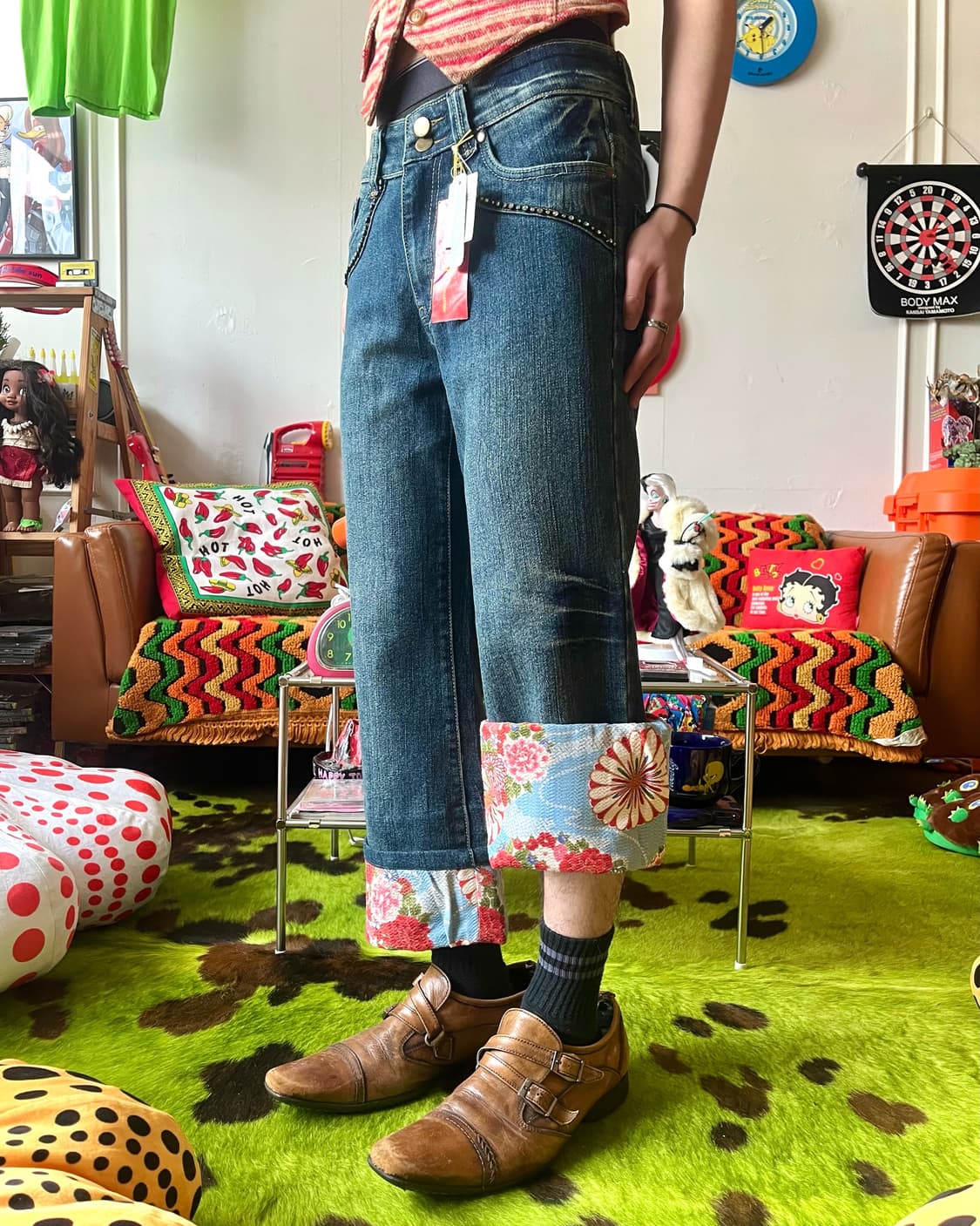 Ku. Hiroko Floral Docking Denim Pants 상품이미지2