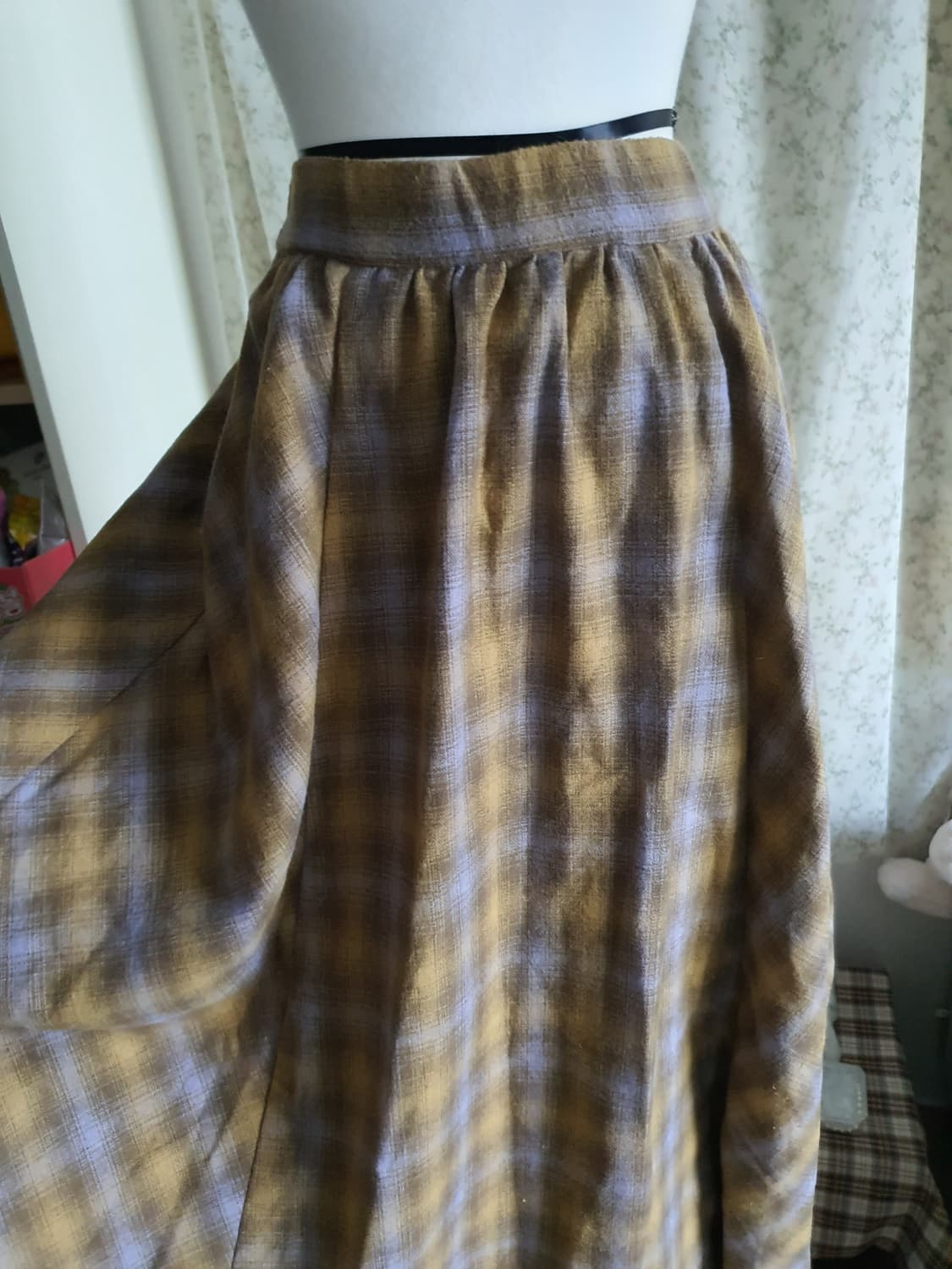 [모리걸] 체크 모직 롱 스커트 플레어 스커트 상품이미지1