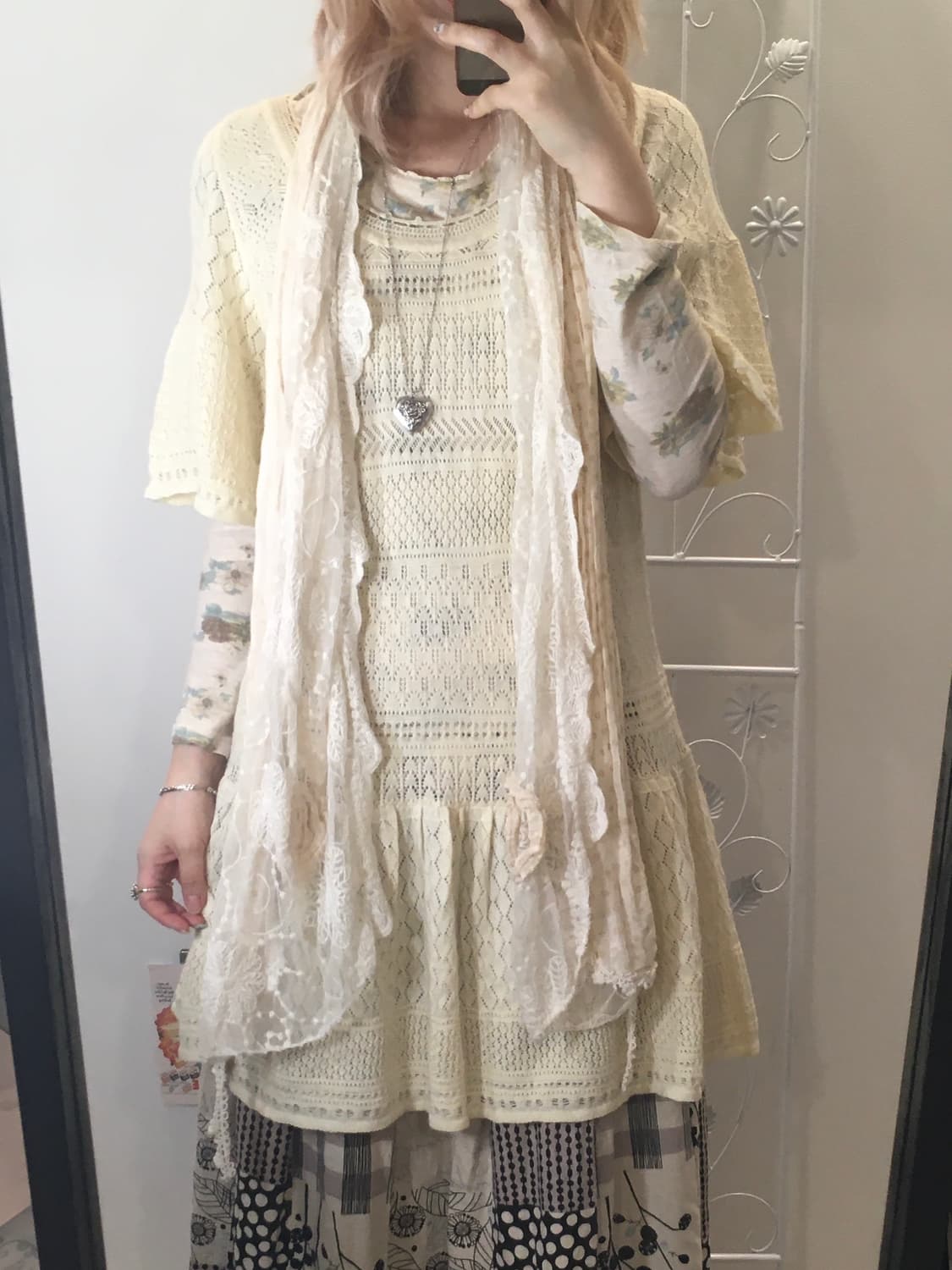 set)floral t+crochet knit ops + muffler 상품이미지8