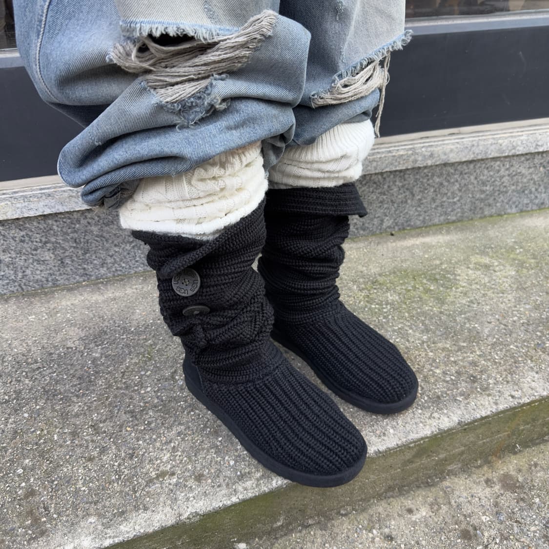 2000s Y2K 니트 카디 어그 부츠 상품이미지7