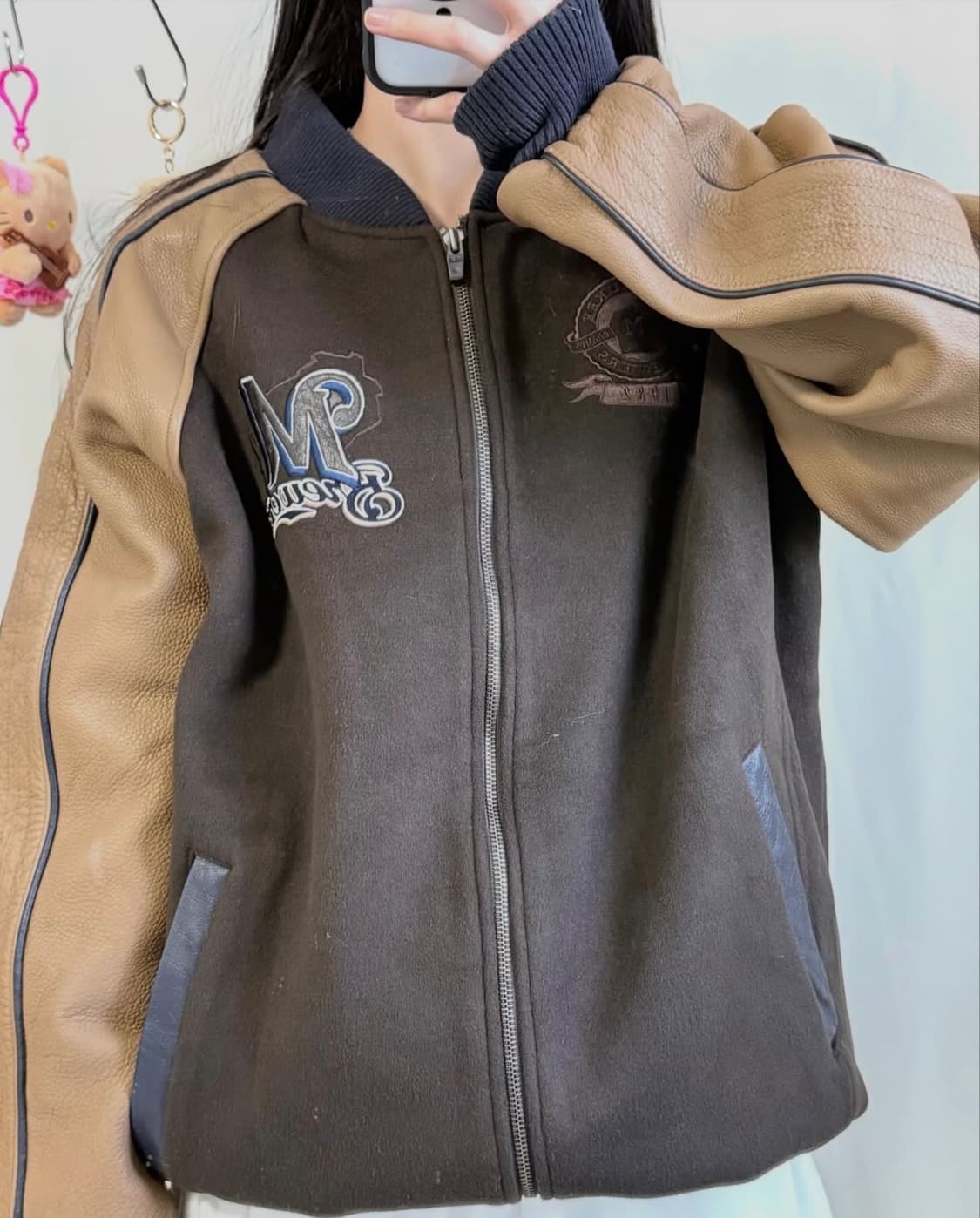 MLB 초코브라운 가죽 바시티 상품이미지2