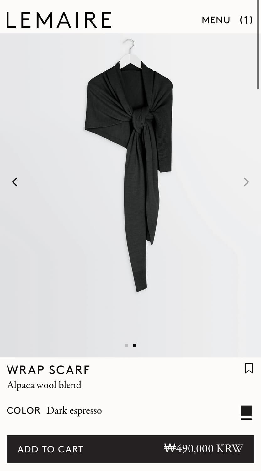 르메르 25fw 랩 스카프/다크 에스프레소 상품이미지3