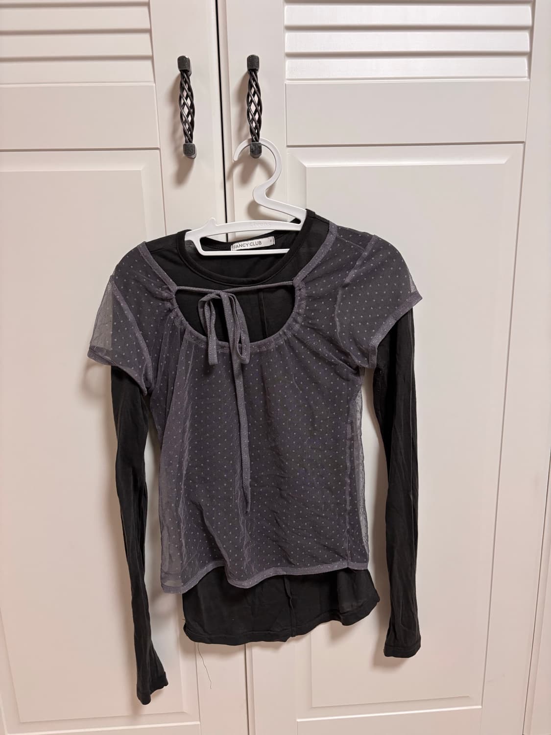 팬시클럽 도트 레이어드 롱슬리브 그레이 상품이미지3