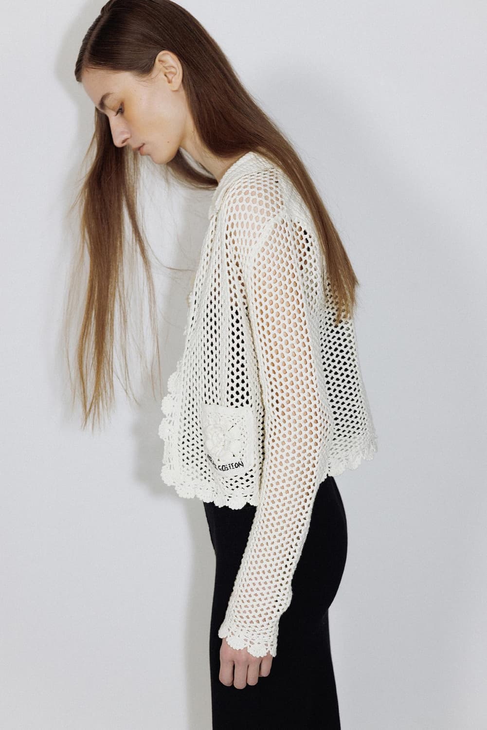 아뜰리에에디션 플라워 크로쉐 코튼 가디건 아이보리 상품이미지2