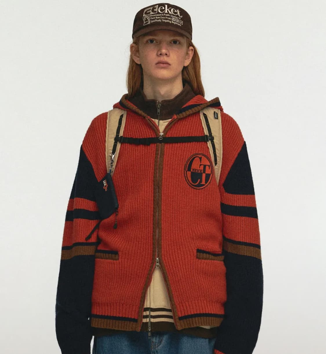 테켓 CT Knit Zip-Up Hoodie Orange 상품이미지1