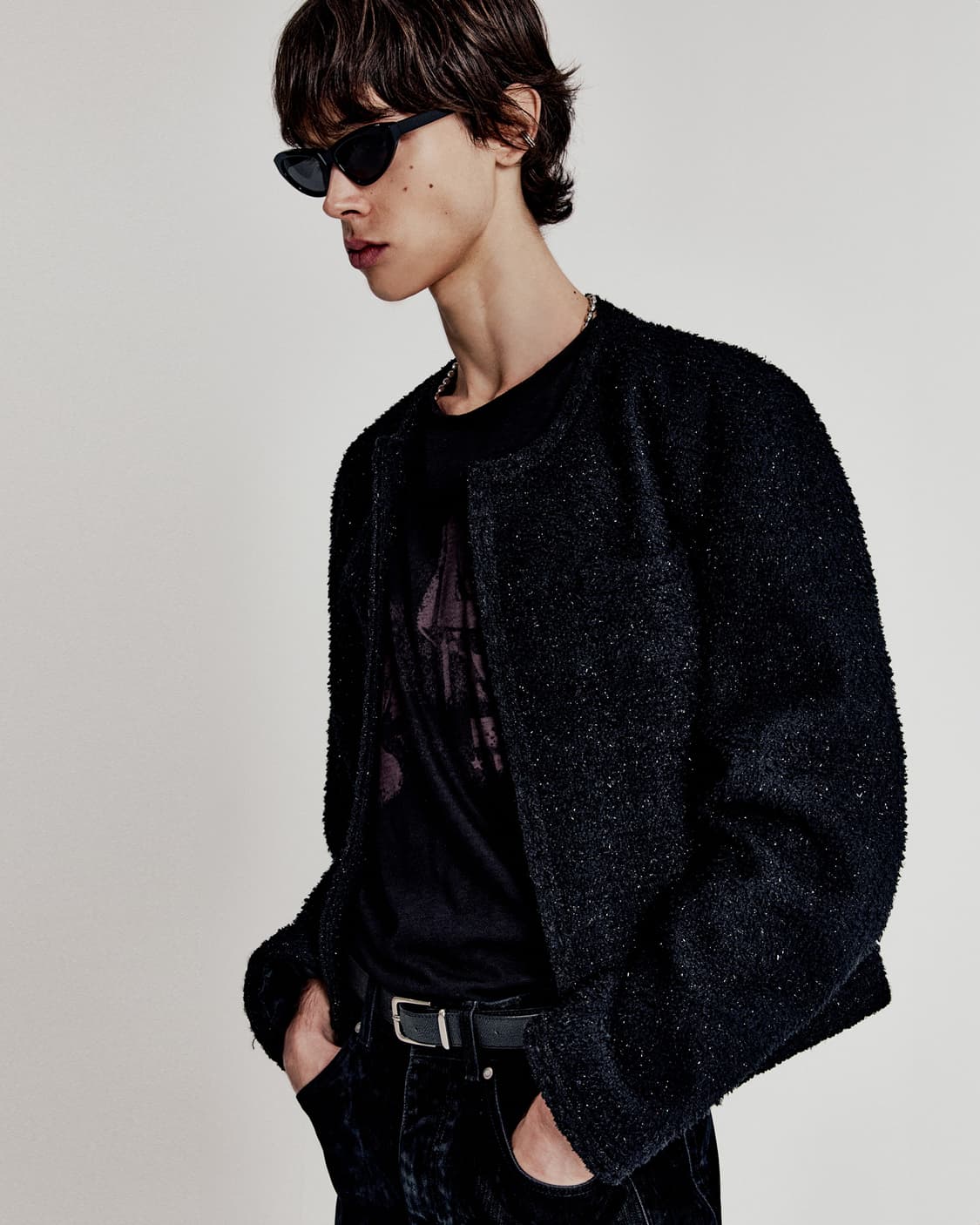 엘무드 LMOOD 루즈핏 트위드 노카라 자켓 상품이미지2