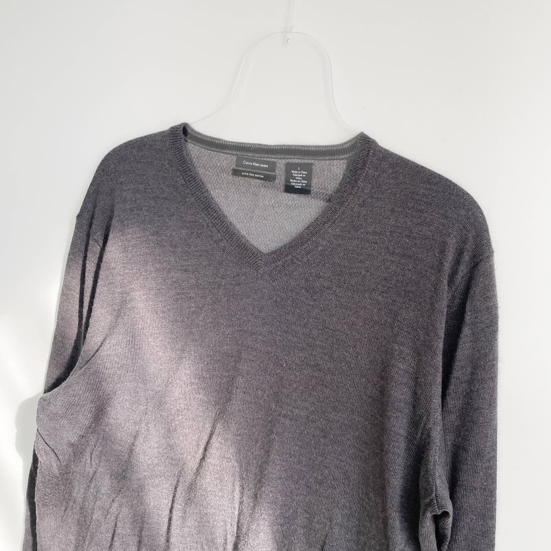 D2 캘빈클라인 메리노 울 브이넥 니트 105-110사이즈 상품이미지2
