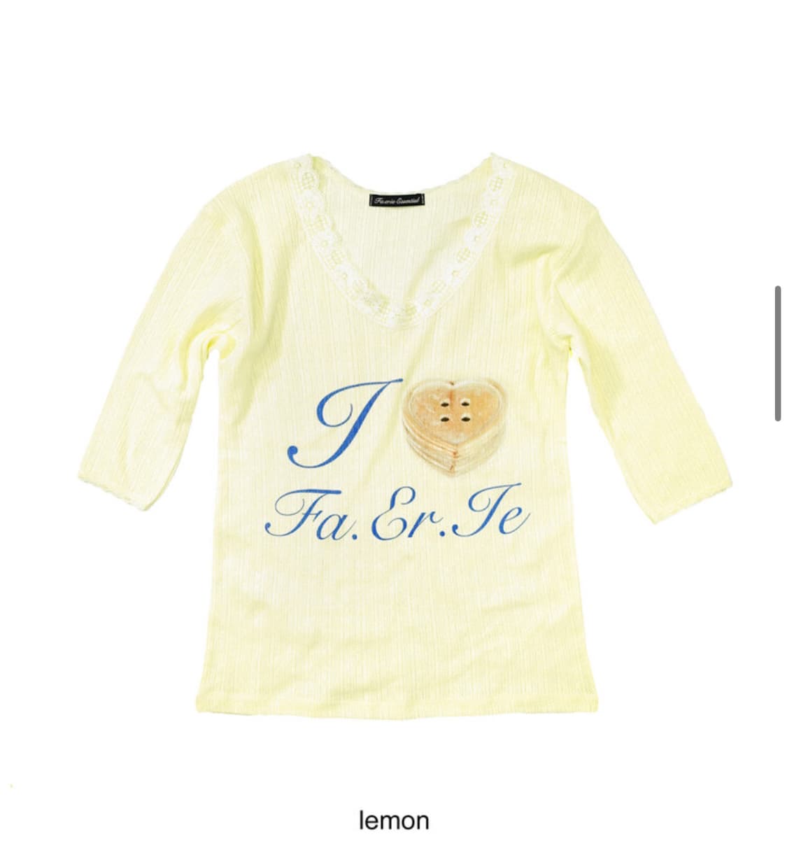 아일릿모카 착용/당일배송) 샵페어리 페어리 레이스 티셔츠 레몬색상 상품이미지4