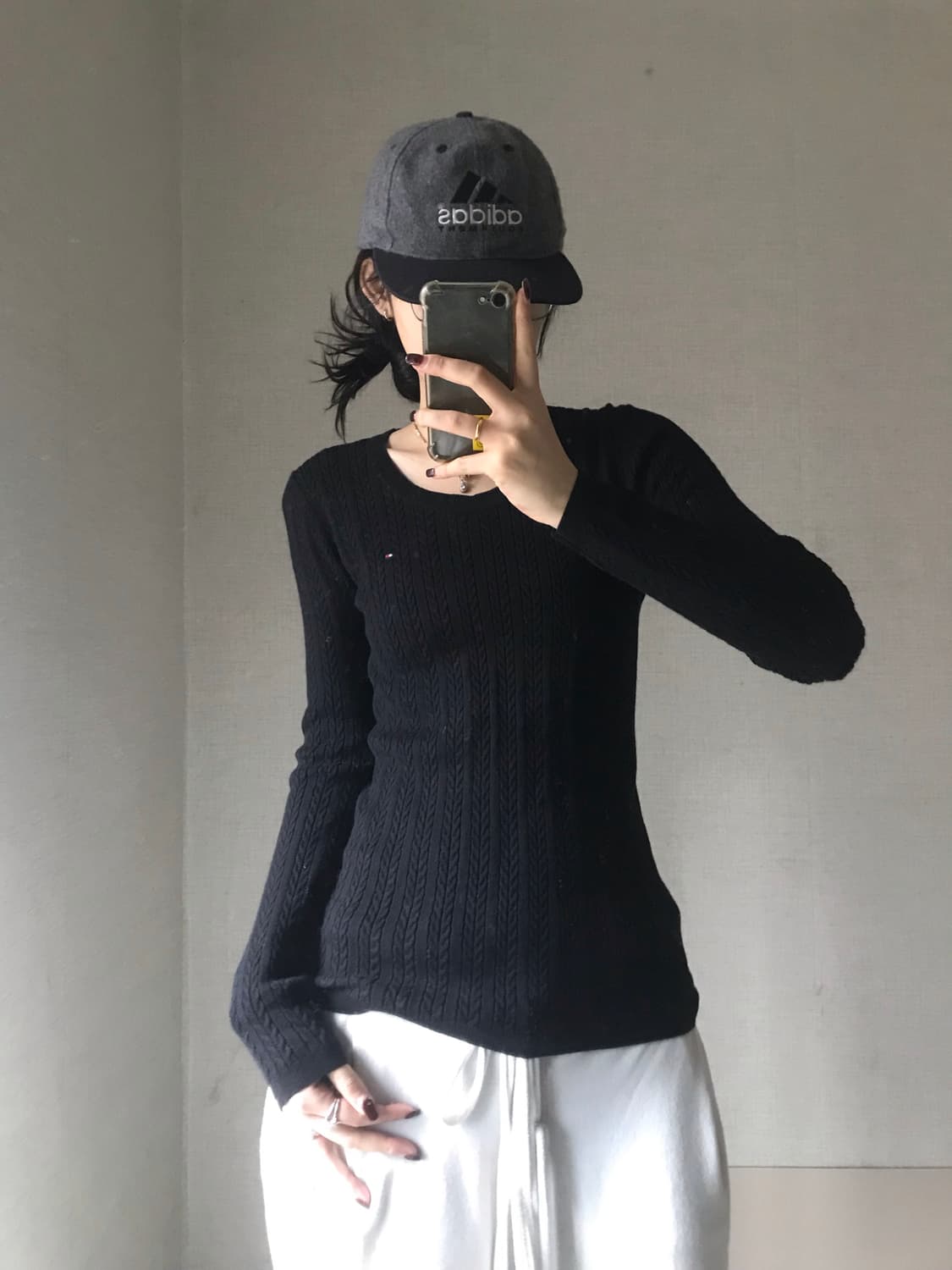 타미힐피거 블랙 딱붙핏 케이블 니트 상품이미지5