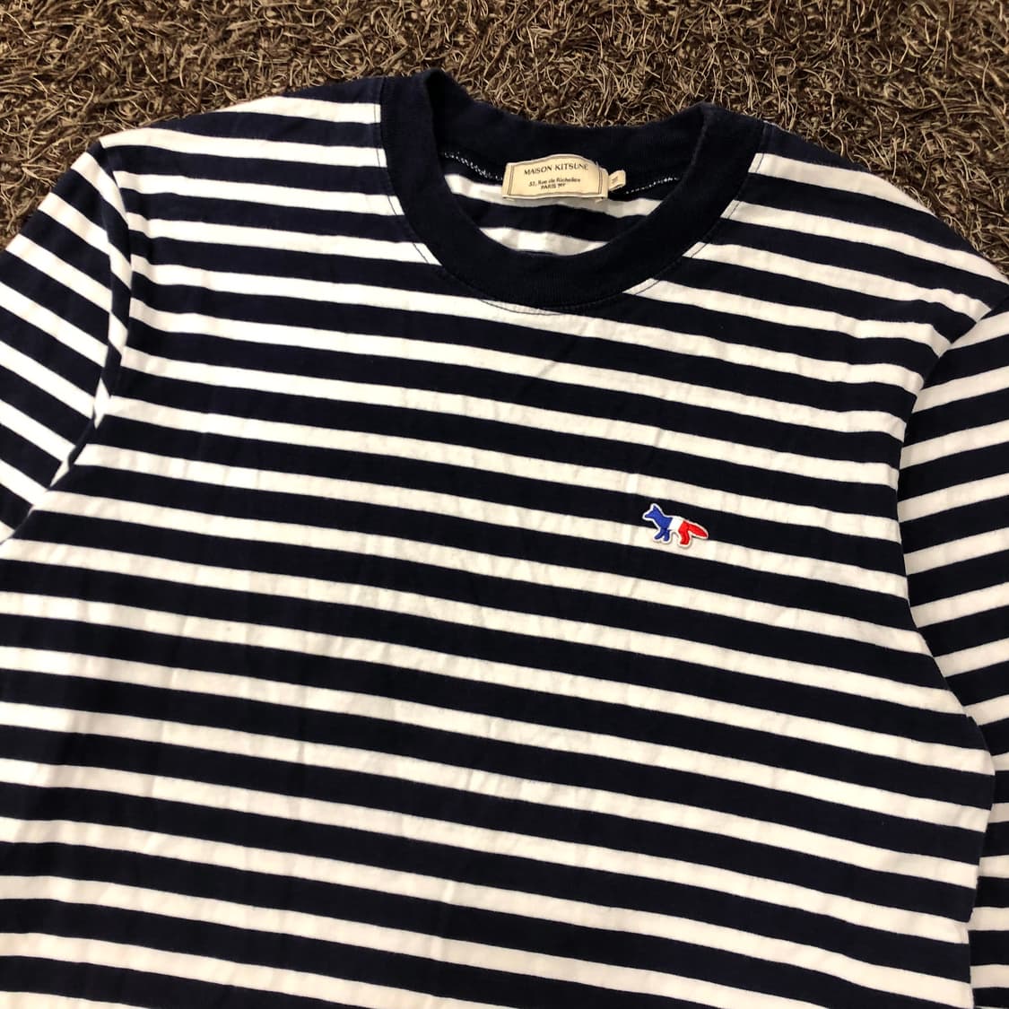 메종키츠네 네이비 스트라이프 롱슬리브 긴팔 티셔츠 상품이미지2