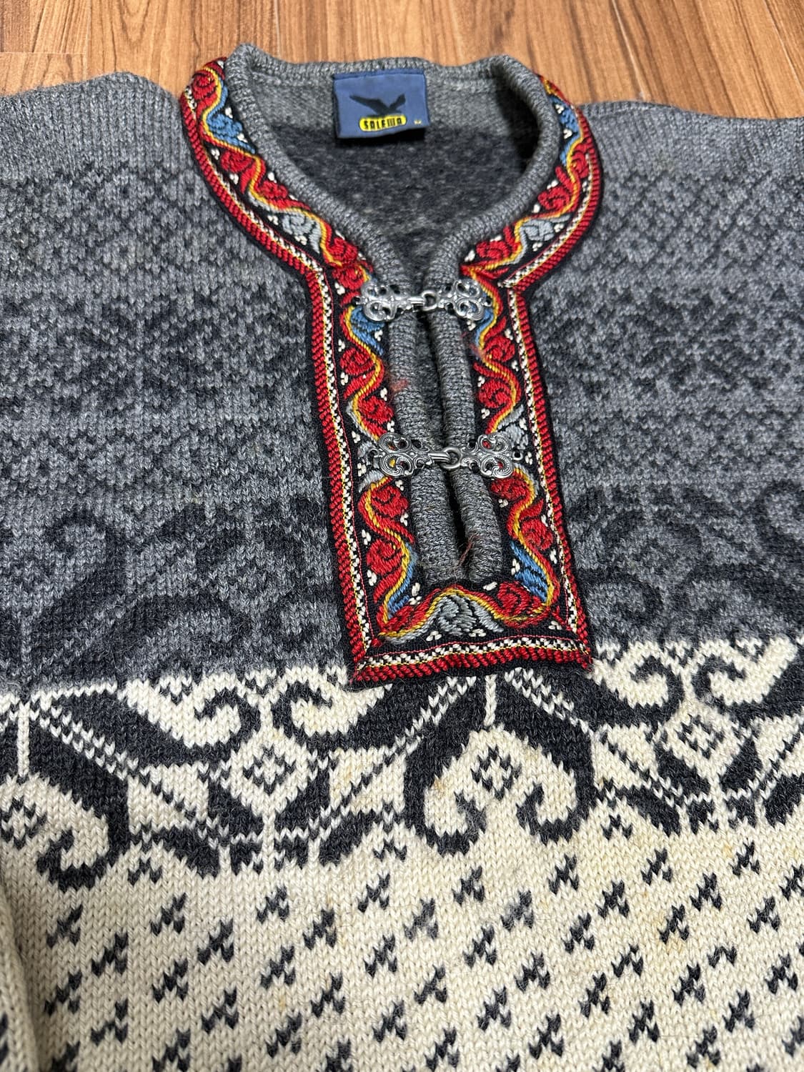 노르웨이산 빈티지 헤비울 노르딕 니트 스웨터 M 상품이미지2
